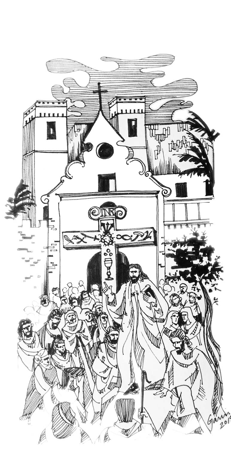 A depiction of the Cross in its original place in front of the Santa Anna Church. TODO: Credit